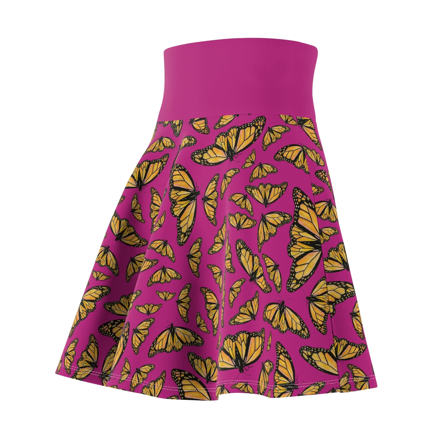 Women's Skater Skirt, Monarch, Hot Pink Background, Butterfly, Kamama