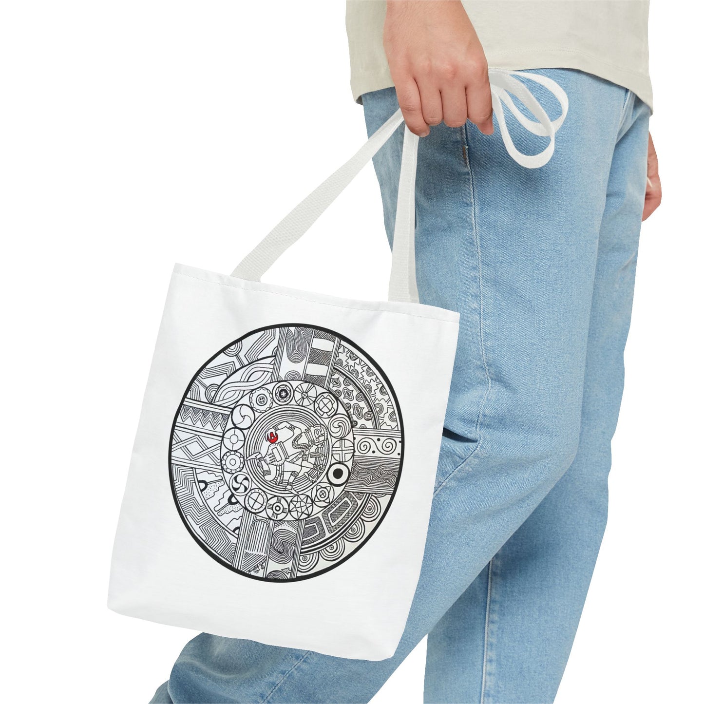 Tote Bag , SouthEastern Style, Ancient Tribal Mound Symbology, Chunkey player, Native American
