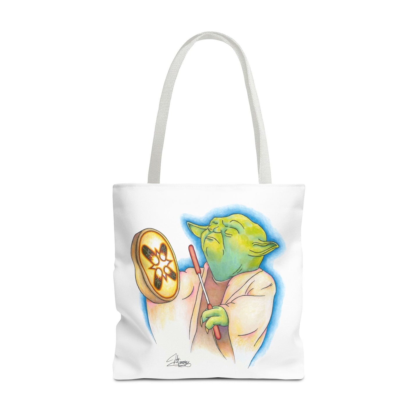 Tote Bag, Alien Playing Native Hand Drum, Native Pop Humor, Native American