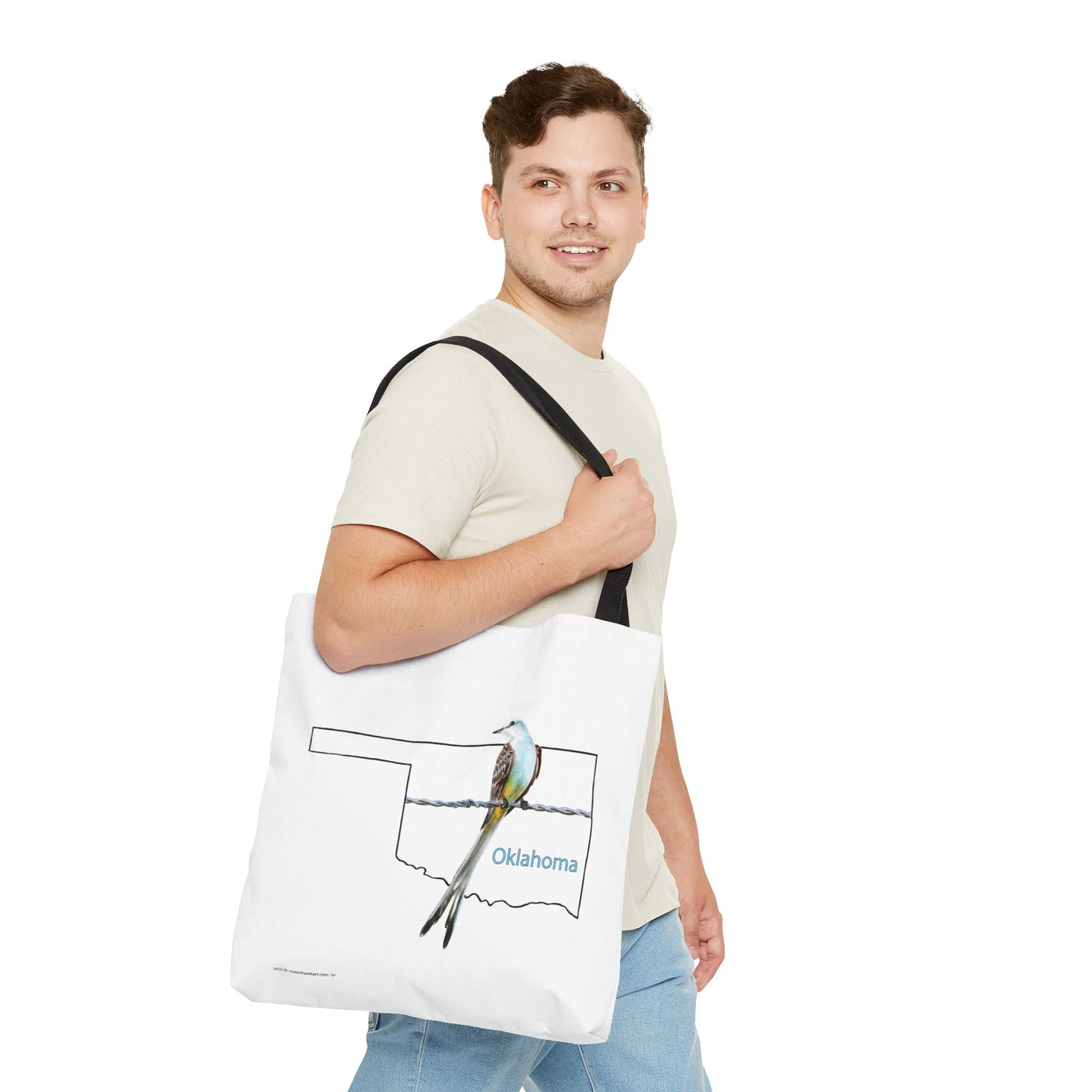 Tote Bag - Oklahoma Scissor-tailed Flycatcher — State Bird Map Canvas Tote