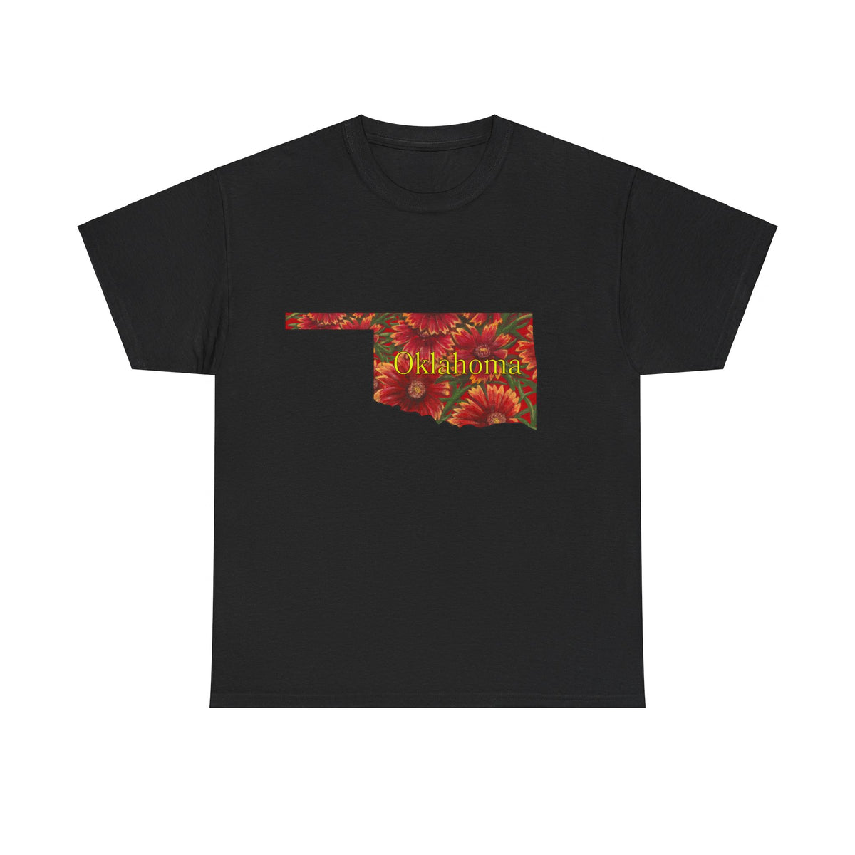 Unisex Heavy Cotton Tee, Indian Blanket Flowers, Oklahoma State Wildflowers, T-shirt