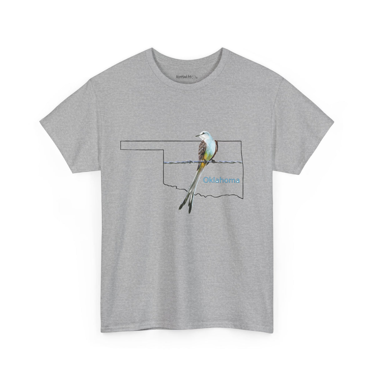 Unisex Heavy Cotton Tee, Scissortail Flycatcher, Oklahoma State Bird, Oklahoma T-shirt, Native design