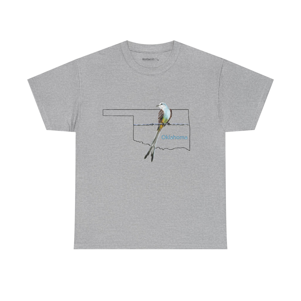 Unisex Heavy Cotton Tee, Scissortail Flycatcher, Oklahoma State Bird, Oklahoma T-shirt, Native design
