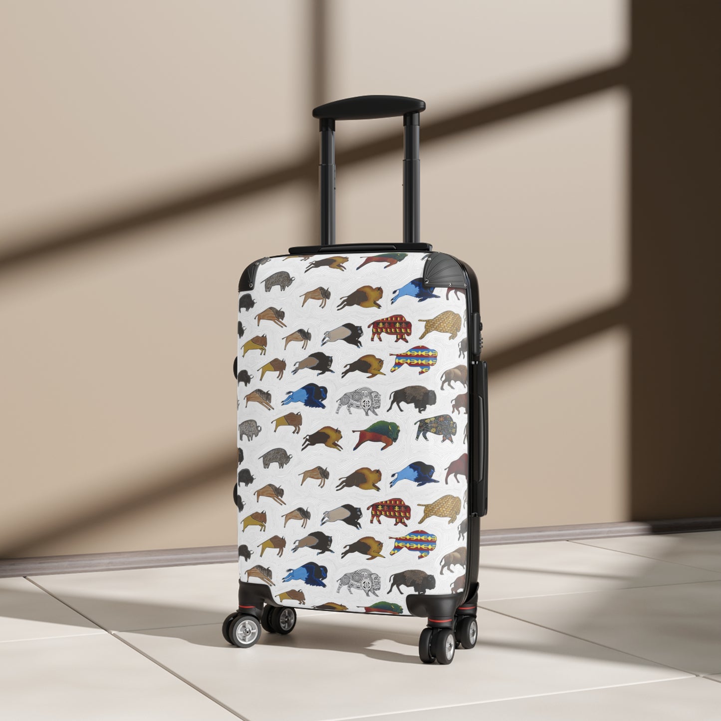 Suitcase, White, Bison Transition, Buffalo, Native American, Luggage, Carry On