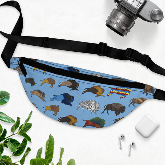 Fanny Pack, Blue, Bison Transition, Buffalo, Native American, Indigenous