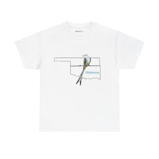 Unisex Heavy Cotton Tee, Scissortail Flycatcher, Oklahoma State Bird, Oklahoma T-shirt, Native design