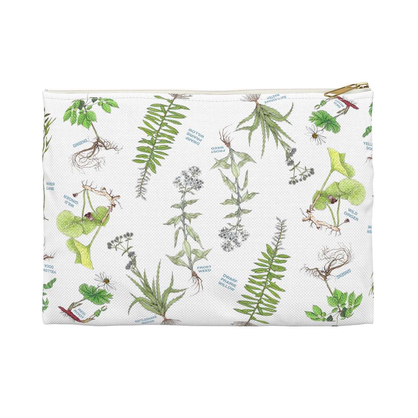 Cherokee Botanical Print Accessory Pouch — Native Plant Pattern Makeup Bag