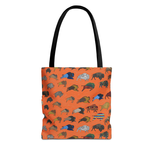 Tote Bag, Orange, Bison Transition, Buffalo, Native America
