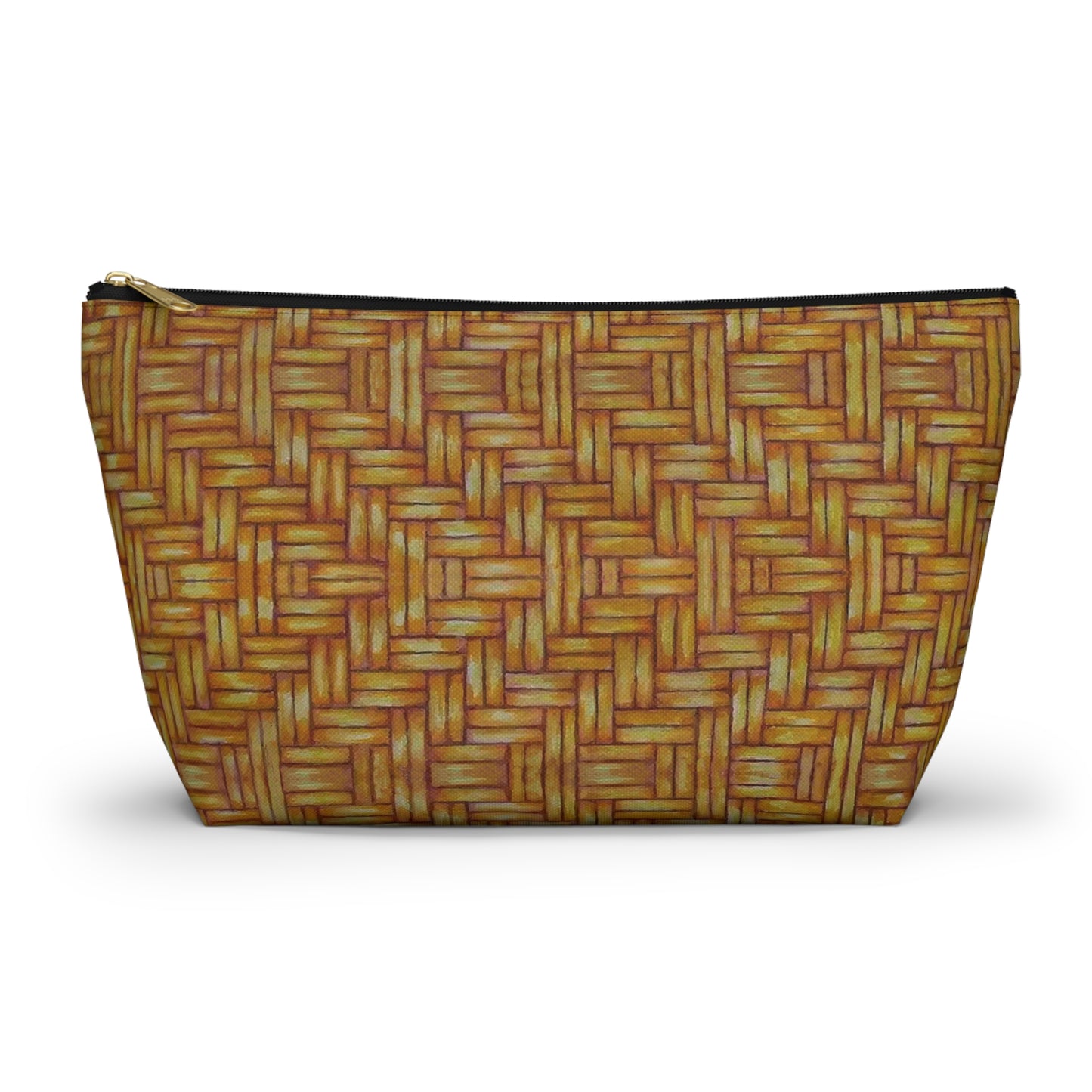 Accessory Pouch w T-bottom, Native American, Euchee basketweave design, pencil case, cosmetic travel bag, zipper bag, catch all