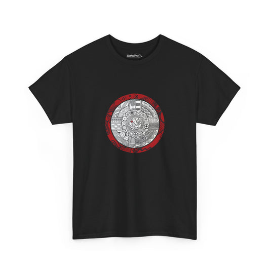 Unisex Heavy Cotton Tee, Southeastern Style, Tribal Motif, Mound Symbols, Cahokia, Chunky Player, Native American Design
