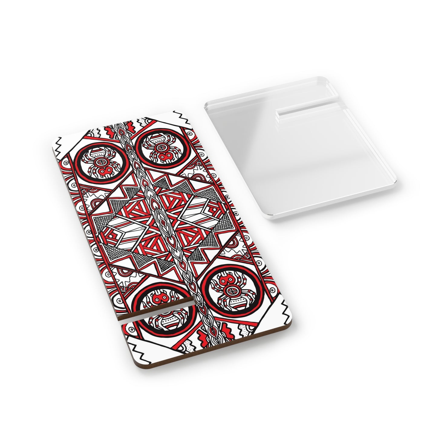 Mobile Display Stand for Smartphones, SouthEast Spider Motif, Grandmother Spider, Native Design, Ancient Tribal Mound Symbols