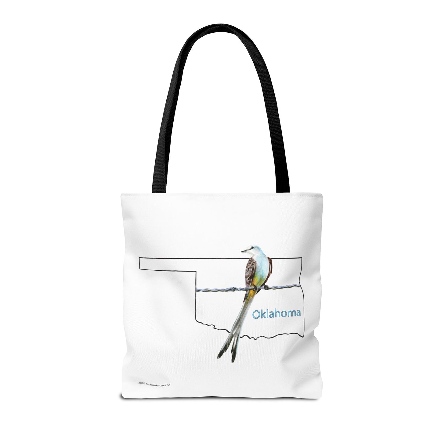 Tote Bag - Oklahoma Scissor-tailed Flycatcher — State Bird Map Canvas Tote