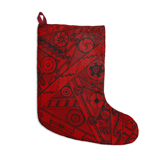 Christmas Stockings, Red Southeast Tribal Motif, Mound Symbols, Native American