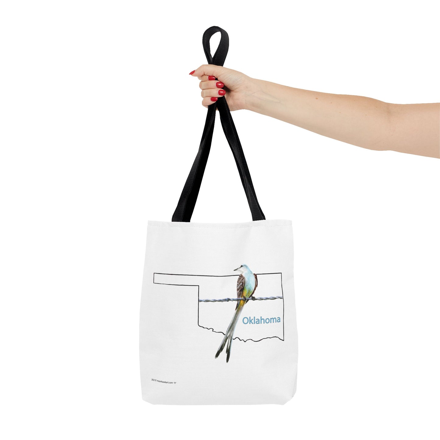 Tote Bag - Oklahoma Scissor-tailed Flycatcher — State Bird Map Canvas Tote
