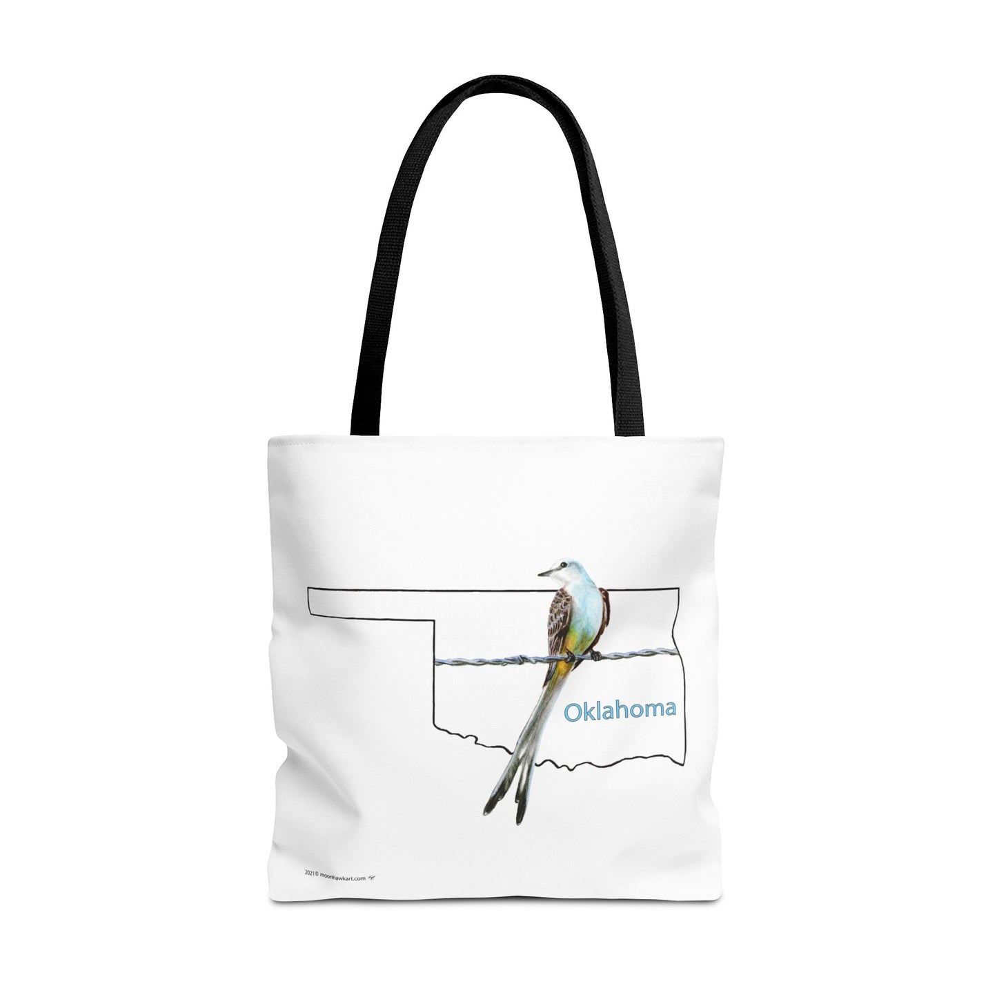 Tote Bag - Oklahoma Scissor-tailed Flycatcher — State Bird Map Canvas Tote