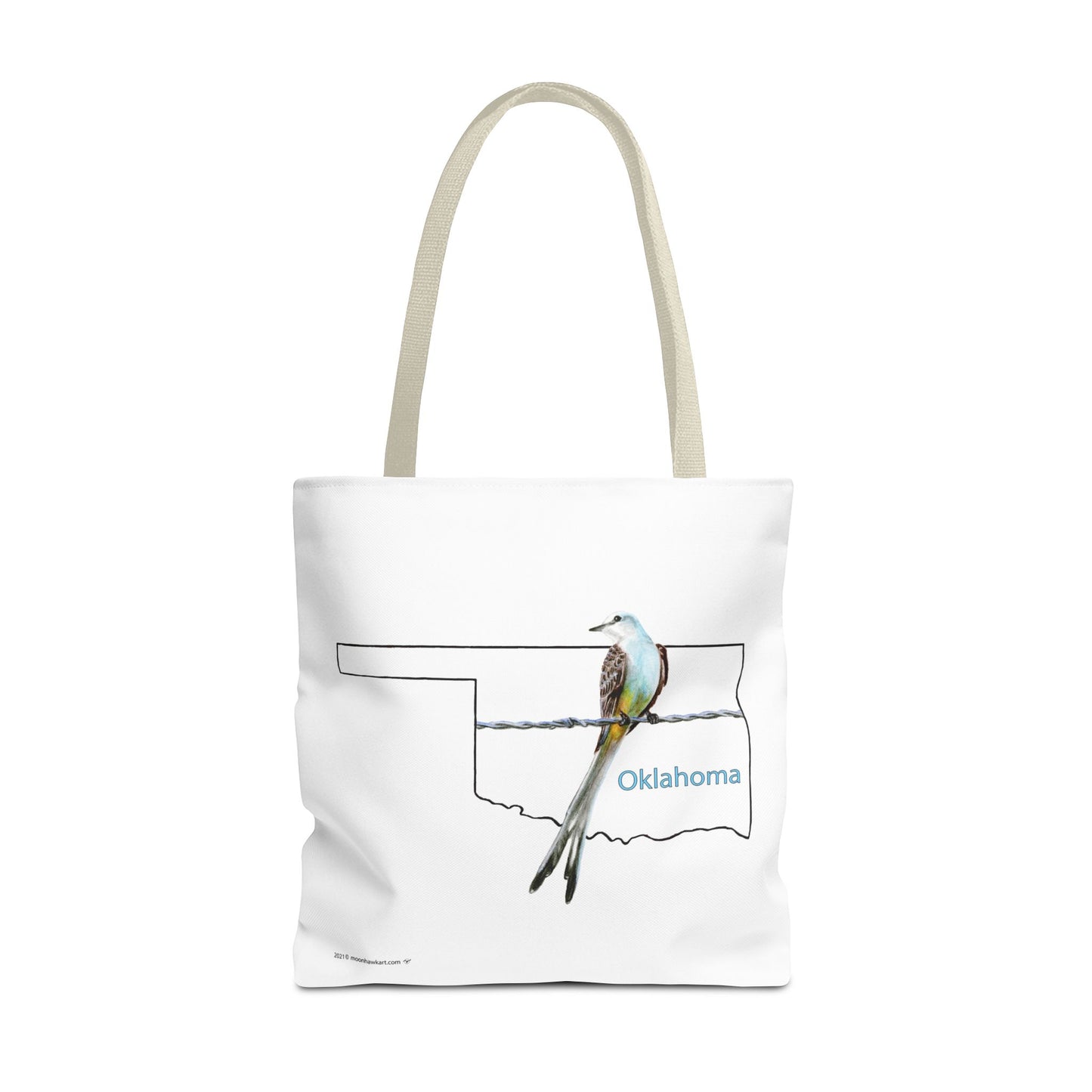 Tote Bag - Oklahoma Scissor-tailed Flycatcher — State Bird Map Canvas Tote