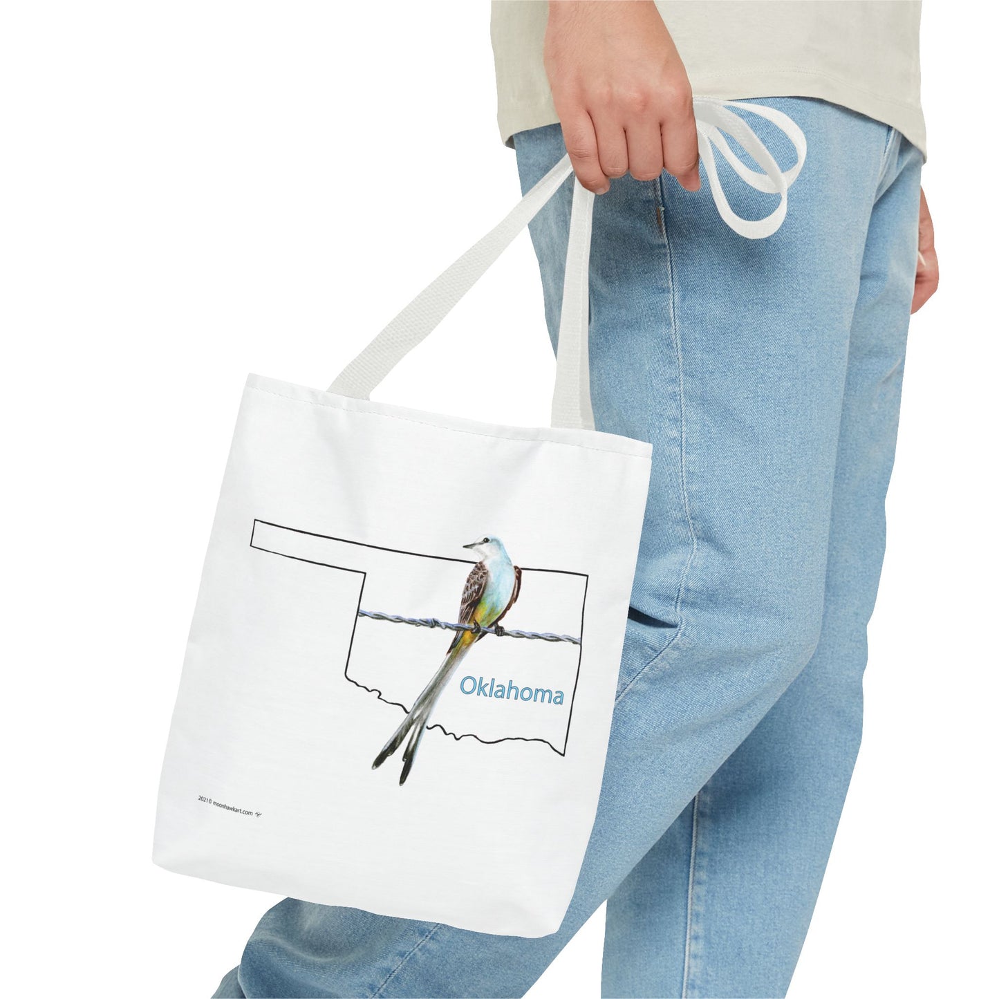 Tote Bag - Oklahoma Scissor-tailed Flycatcher — State Bird Map Canvas Tote