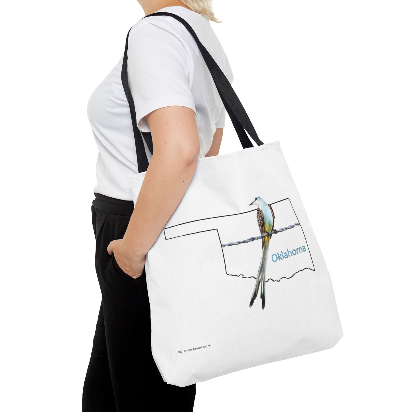 Tote Bag - Oklahoma Scissor-tailed Flycatcher — State Bird Map Canvas Tote