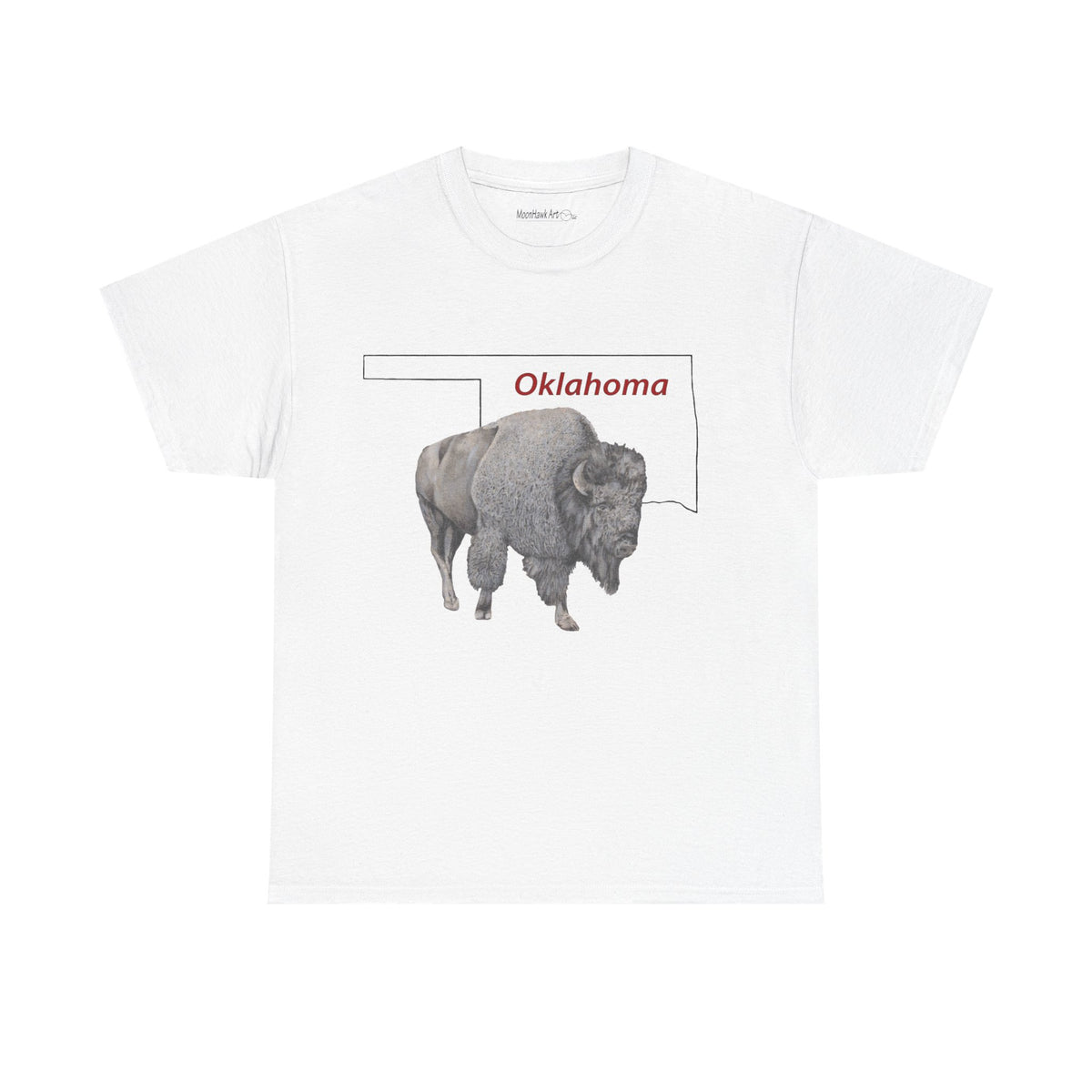 Unisex Heavy Cotton Tee, Oklahoma Bison, Buffalo, State of Oklahoma, T-shirt