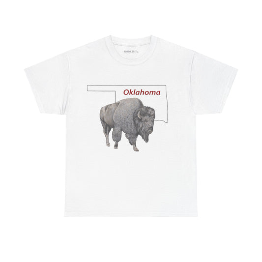 Unisex Heavy Cotton Tee, Oklahoma Bison, Buffalo, State of Oklahoma, T-shirt