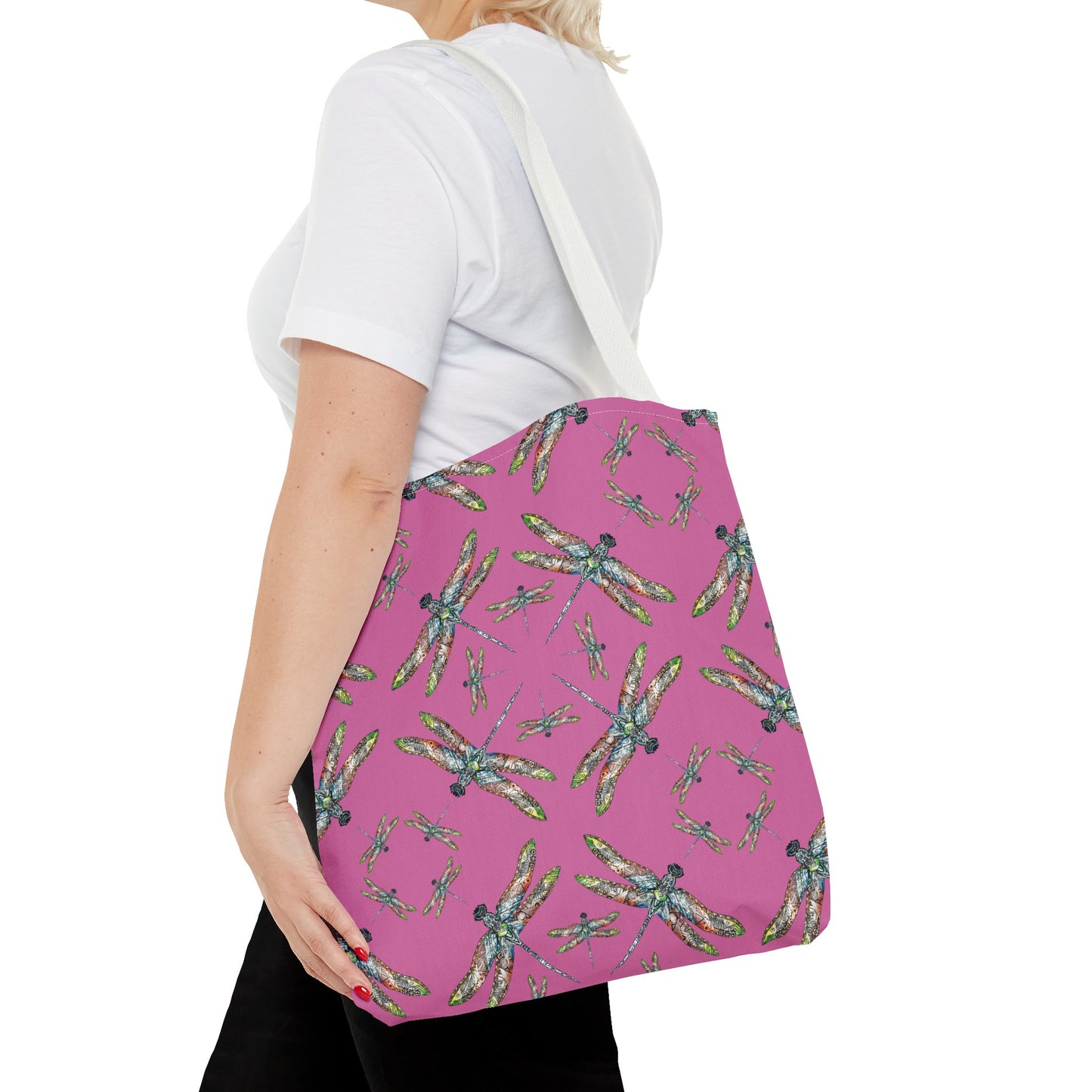 Dragonfly Tote Bag, Pink, Native American Design, Shoulder bag, Powwow tote, Carry all