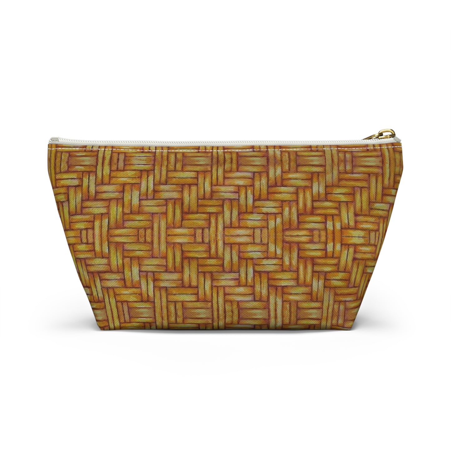 Accessory Pouch w T-bottom, Native American, Euchee basketweave design, pencil case, cosmetic travel bag, zipper bag, catch all