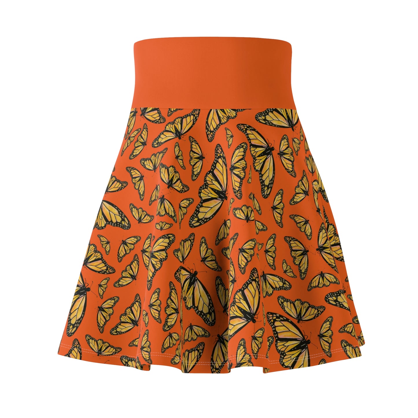 Women's Skater Skirt, Monarch, Orange Background, Butterfly, Kamama