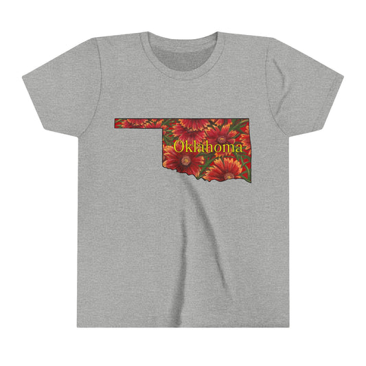 Indian Blanket , Youth Short Sleeve Tee, Oklahoma State Wildflower, Native wildflower, floral design