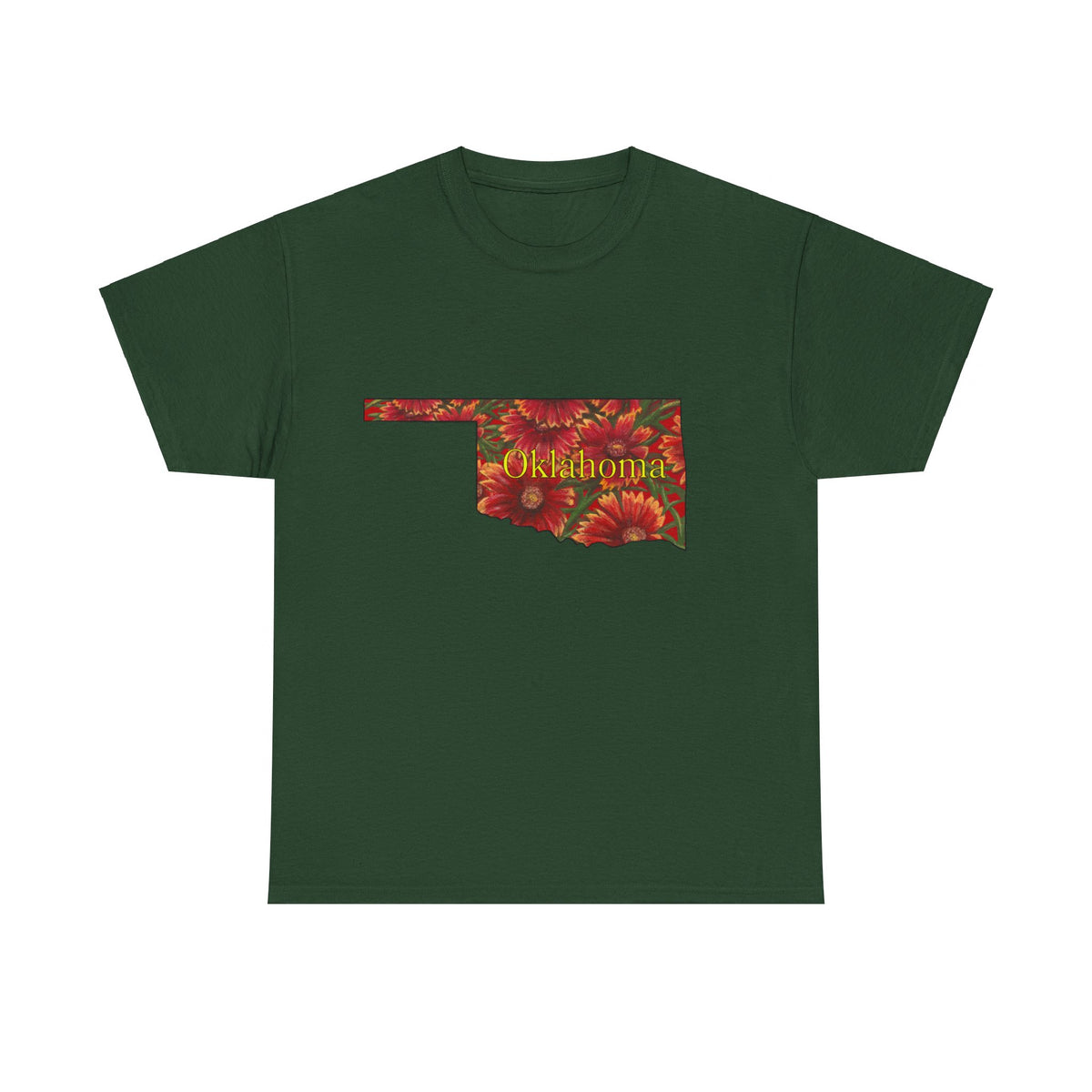 Unisex Heavy Cotton Tee, Indian Blanket Flowers, Oklahoma State Wildflowers, T-shirt