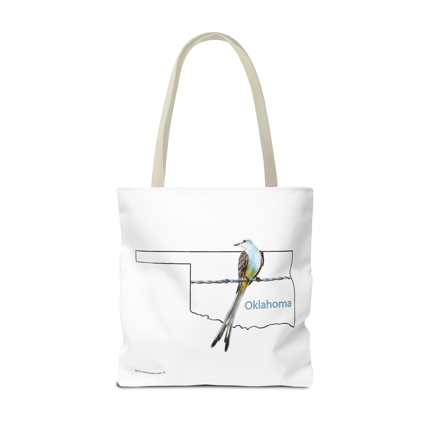 Tote Bag - Oklahoma Scissor-tailed Flycatcher — State Bird Map Canvas Tote