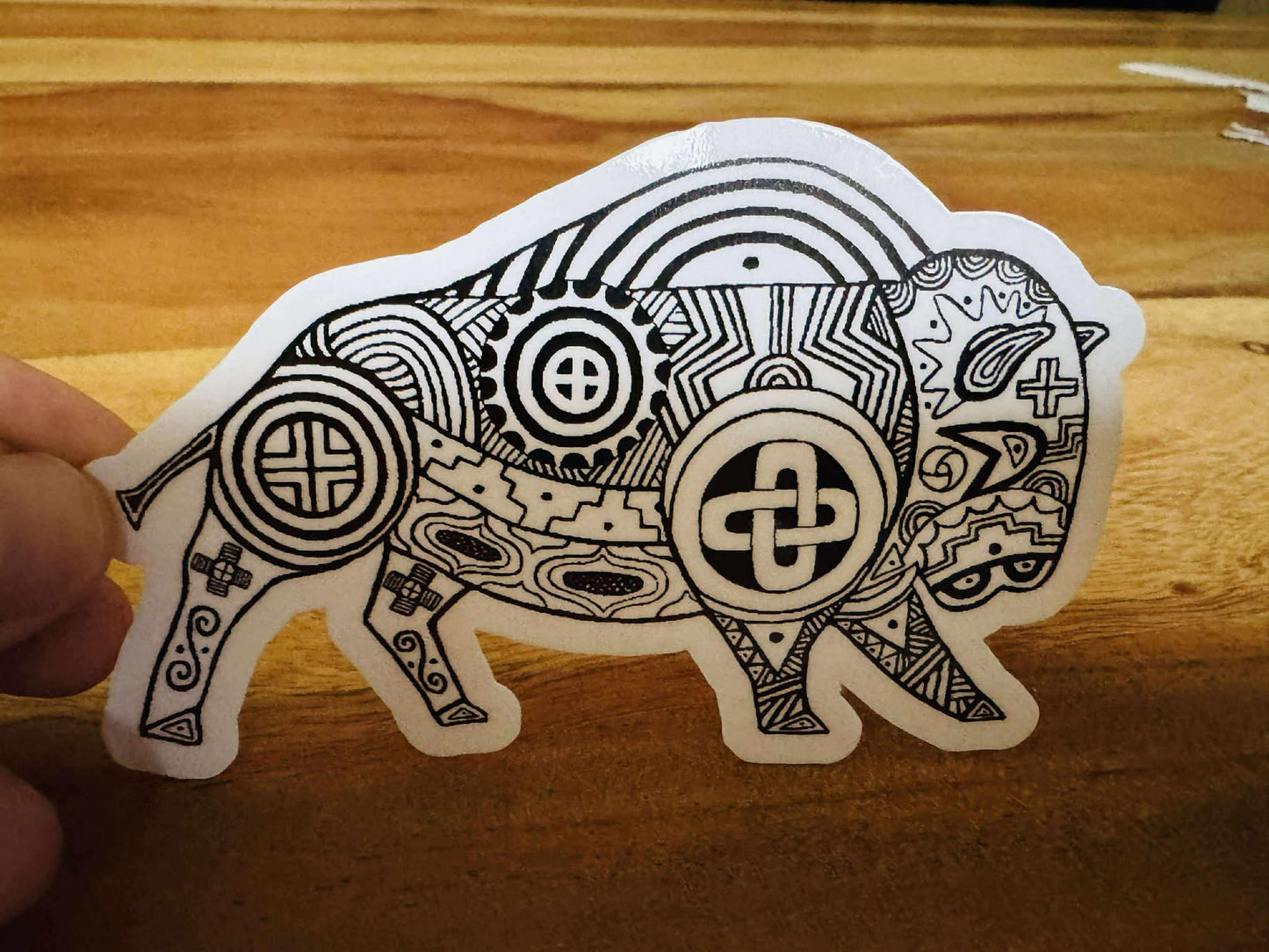 Vinyl Stickers, Southeast Bison, Black and White, Tribal Motif