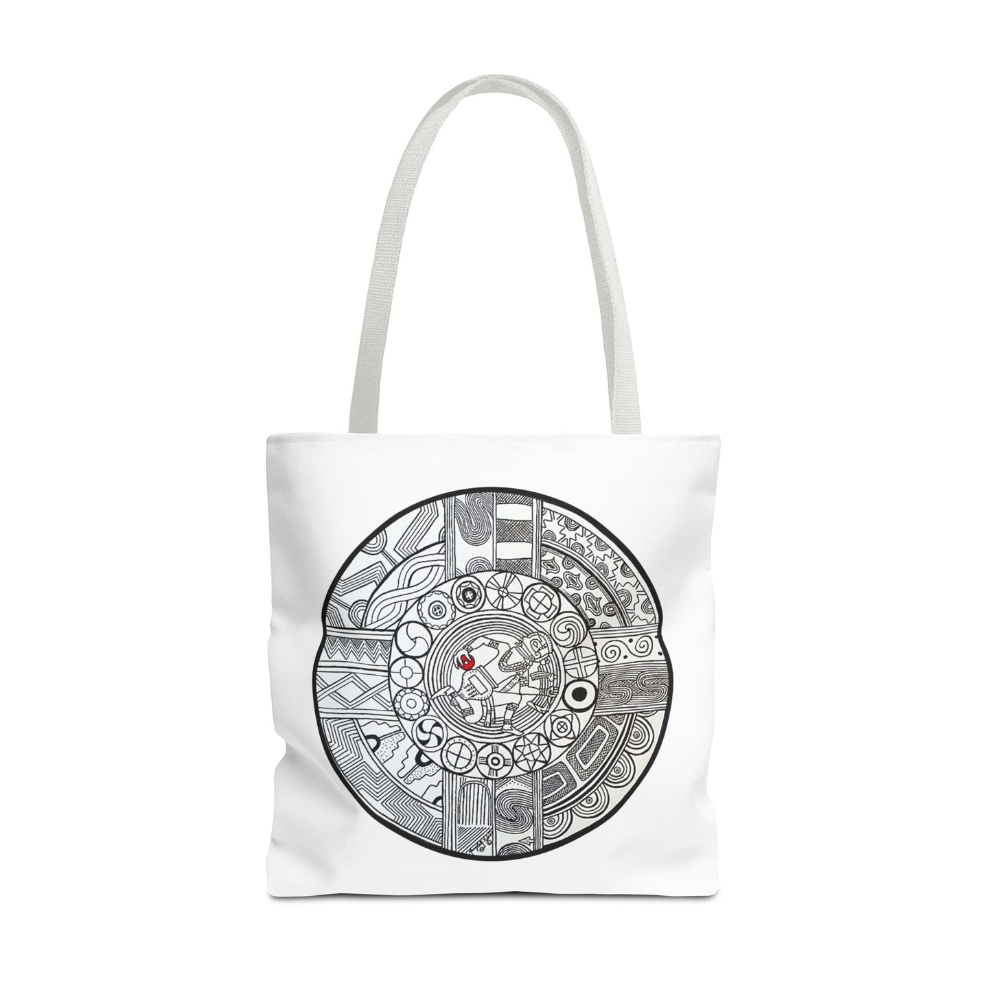 Tote Bag , SouthEastern Style, Ancient Tribal Mound Symbology, Chunkey player, Native American