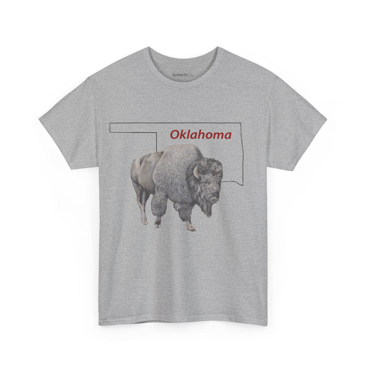 Unisex Heavy Cotton Tee, Oklahoma Bison, Buffalo, State of Oklahoma, T-shirt