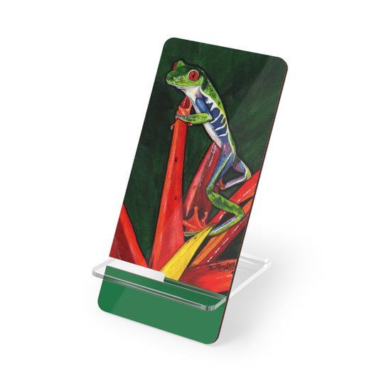 Mobile Display Stand for Smartphones, Red Eyed Leaf Frog, Frog Art, Tropical Frog, Cell Phone Holder