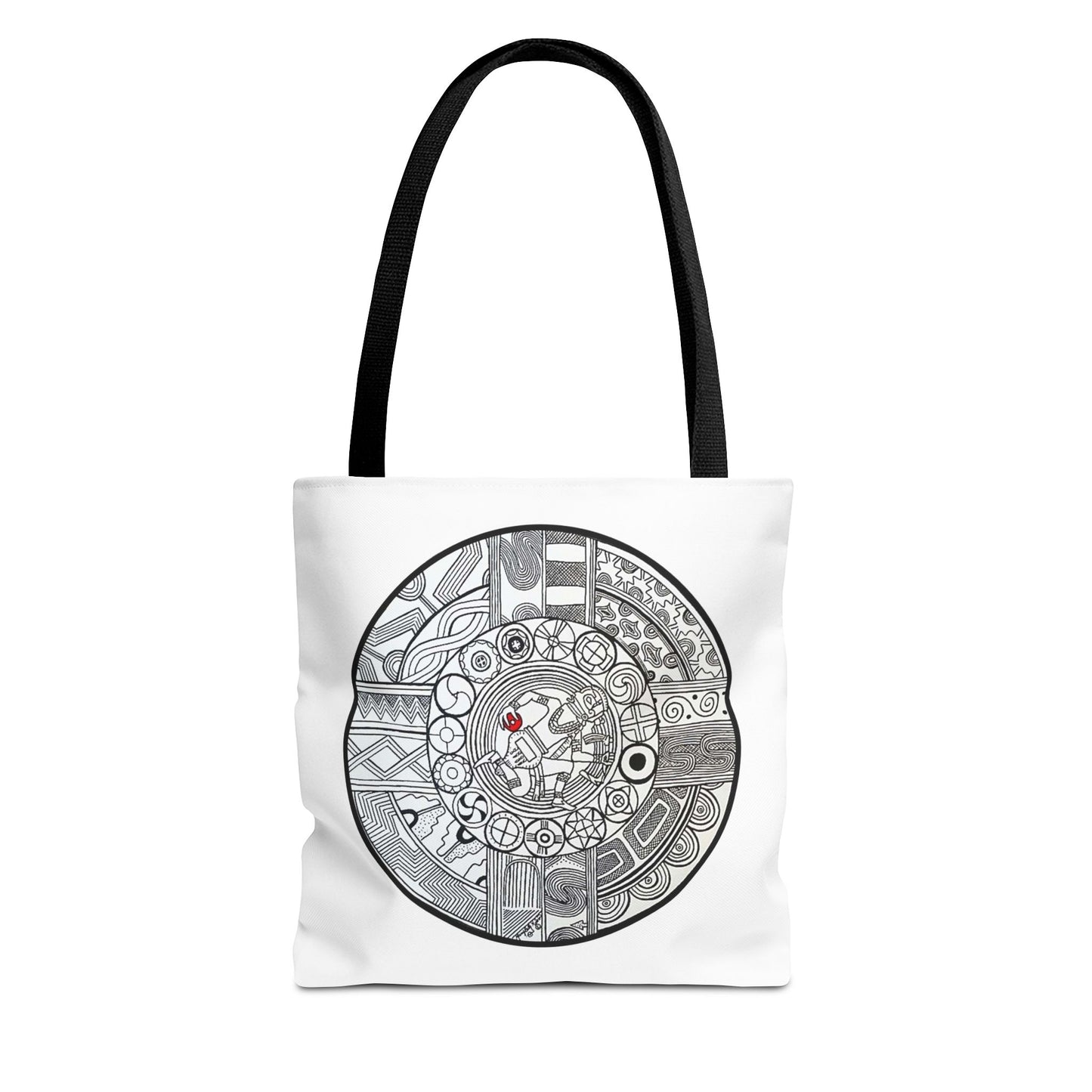 Tote Bag , SouthEastern Style, Ancient Tribal Mound Symbology, Chunkey player, Native American