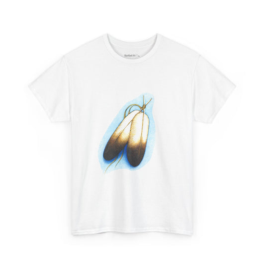 Artistic Unisex Heavy Cotton Tee, Double Feather, Native Feathers, Two Feathers T-Shirt