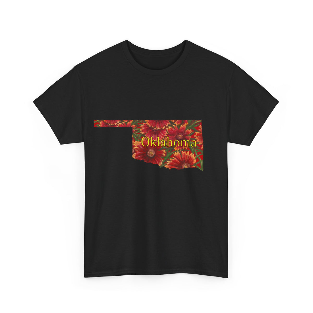 Unisex Heavy Cotton Tee, Indian Blanket Flowers, Oklahoma State Wildflowers, T-shirt