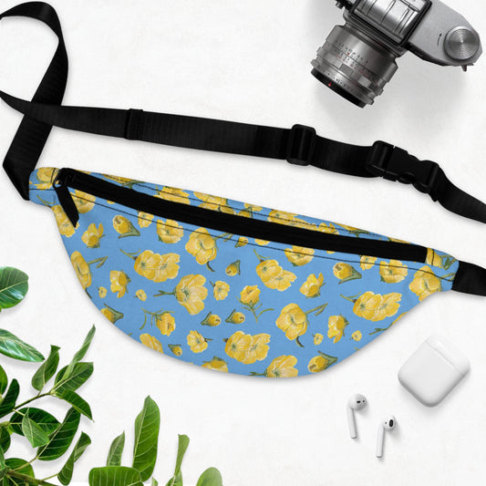 Fanny Pack, Blue, Buttercups, Yellow Wildflowers, Floral, Oklahoma