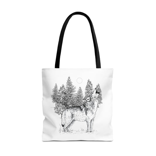 Howling Wolf Tote Bag , Travel tote, Powwow bag, Native American design
