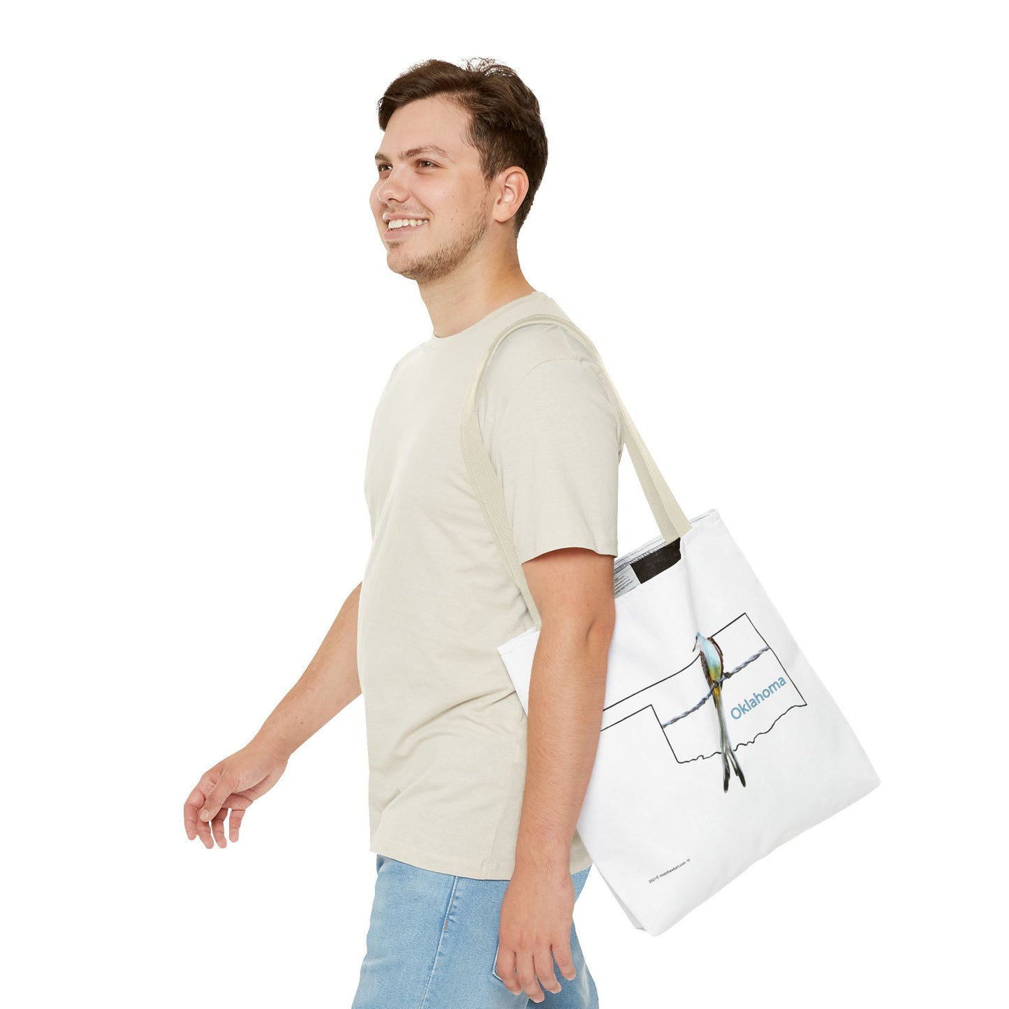 Tote Bag - Oklahoma Scissor-tailed Flycatcher — State Bird Map Canvas Tote