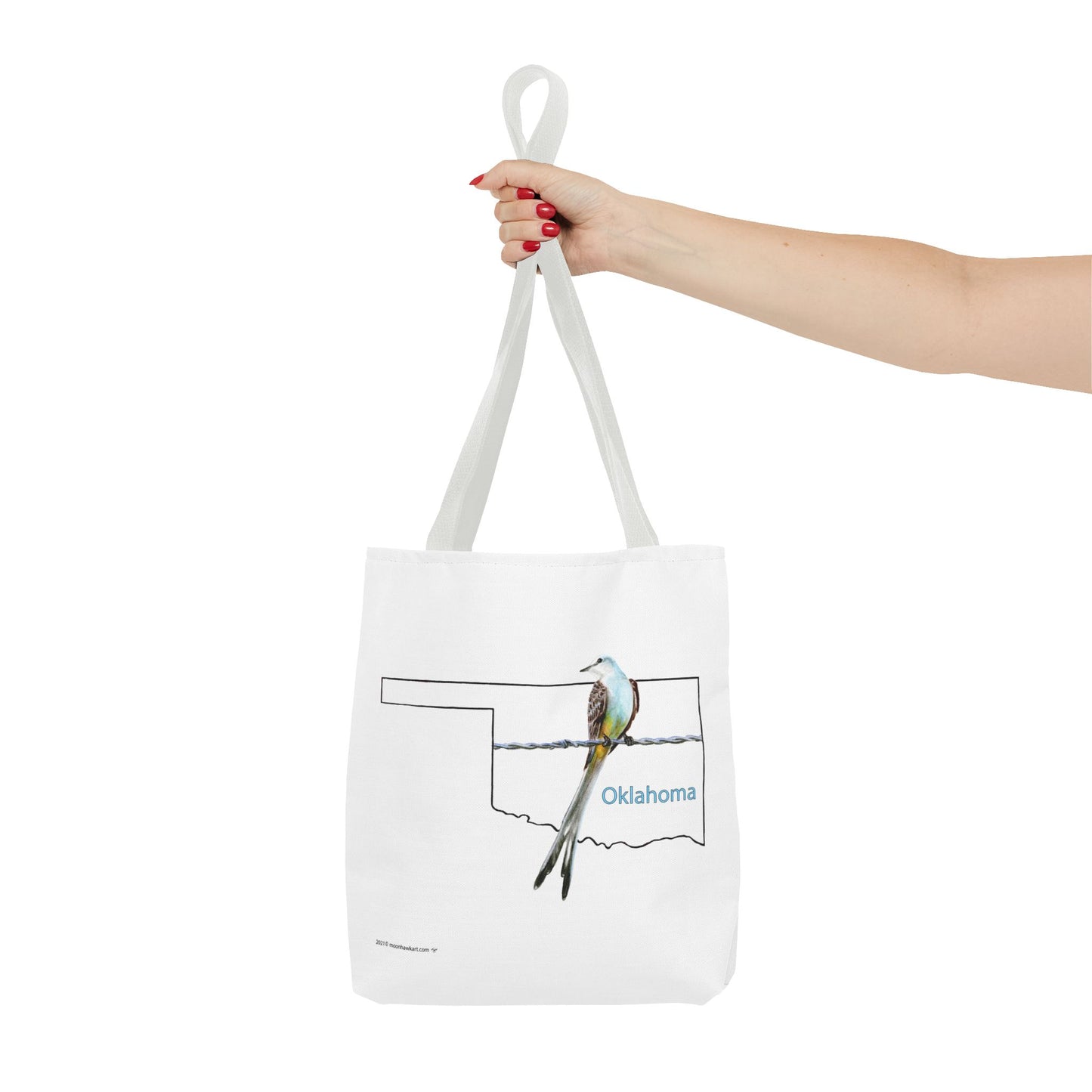 Tote Bag - Oklahoma Scissor-tailed Flycatcher — State Bird Map Canvas Tote
