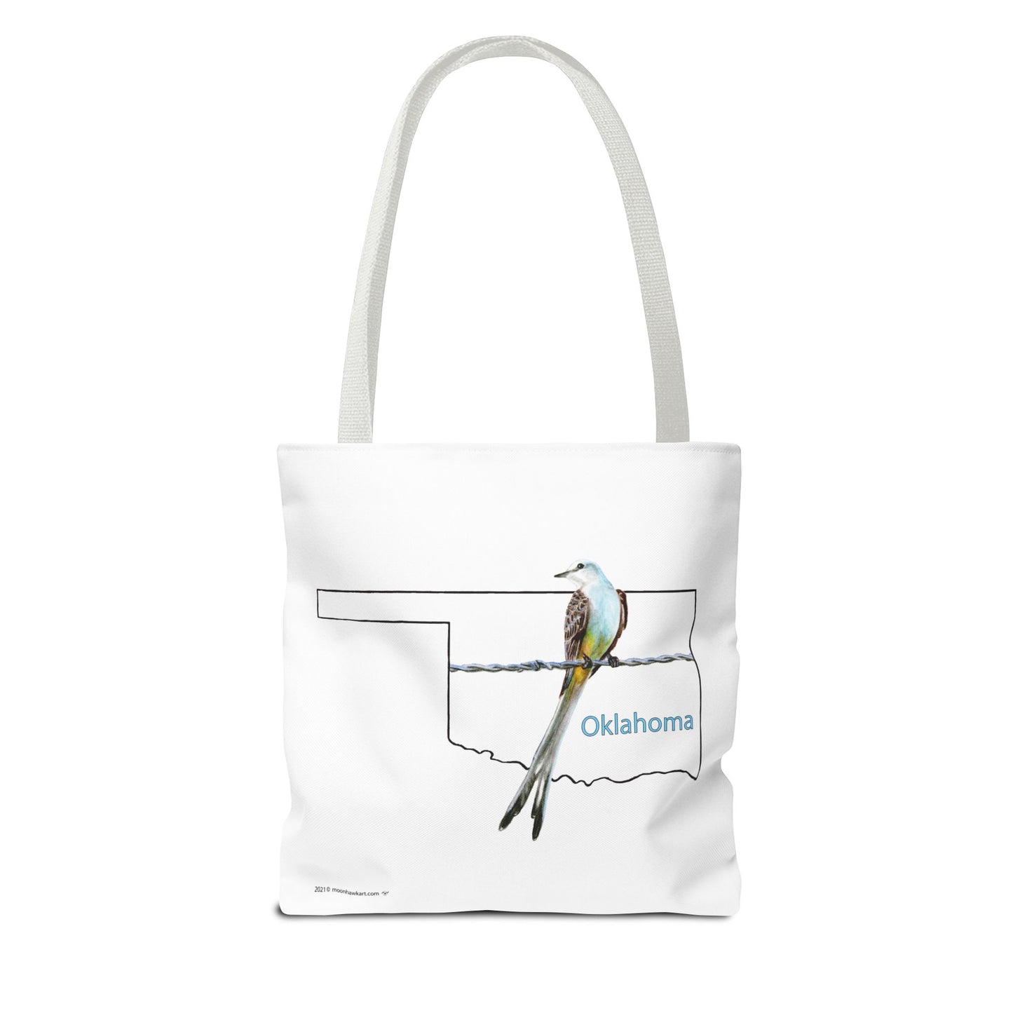 Tote Bag - Oklahoma Scissor-tailed Flycatcher — State Bird Map Canvas Tote