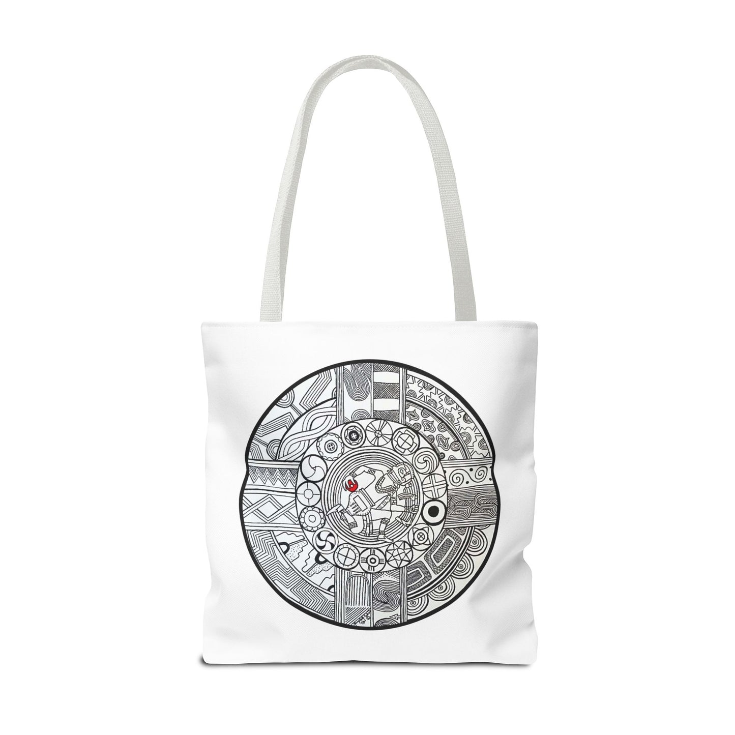 Tote Bag , SouthEastern Style, Ancient Tribal Mound Symbology, Chunkey player, Native American
