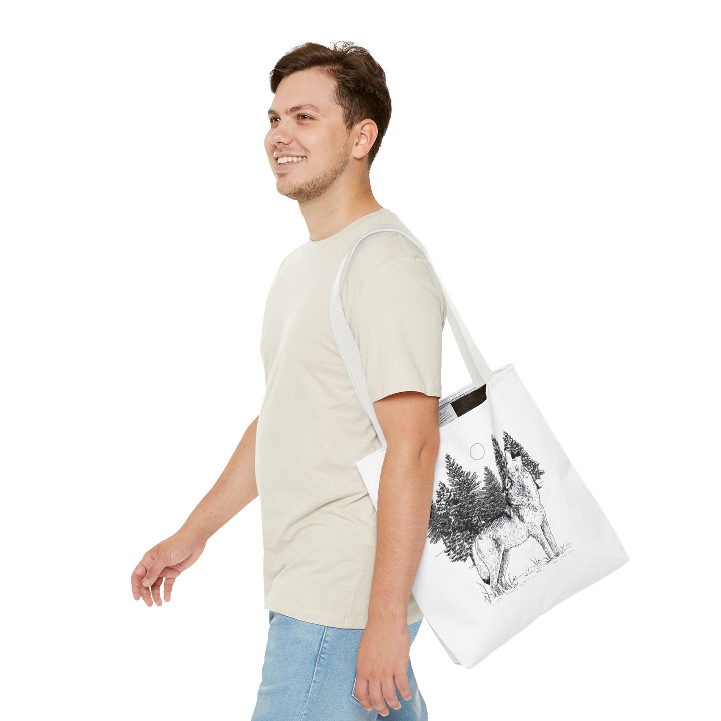 Howling Wolf Tote Bag , Travel tote, Powwow bag, Native American design