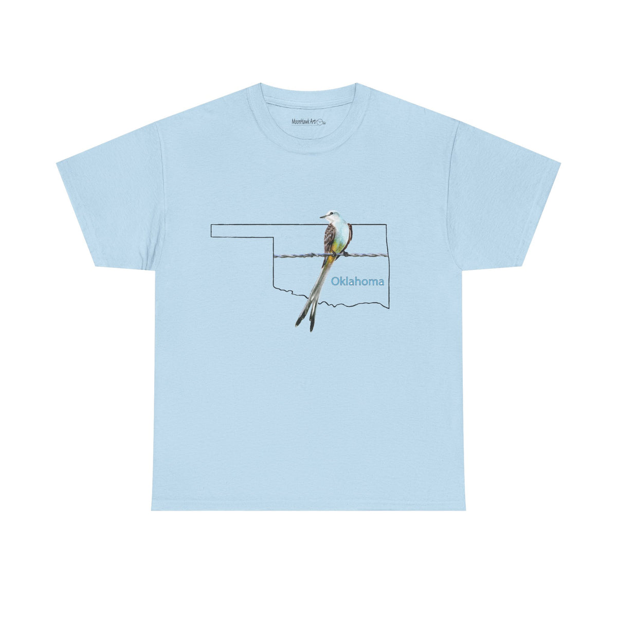 Unisex Heavy Cotton Tee, Scissortail Flycatcher, Oklahoma State Bird, Oklahoma T-shirt, Native design