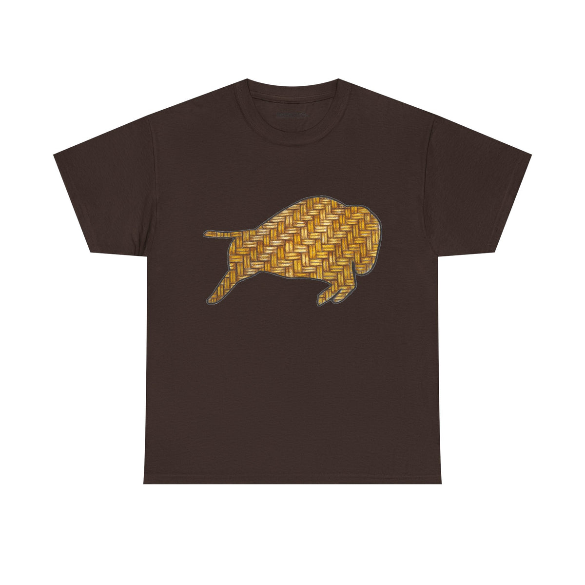 Unisex Heavy Cotton Tee, Euchee Basket Weave Design Bison, Native American Bison Art, Buffalo Art