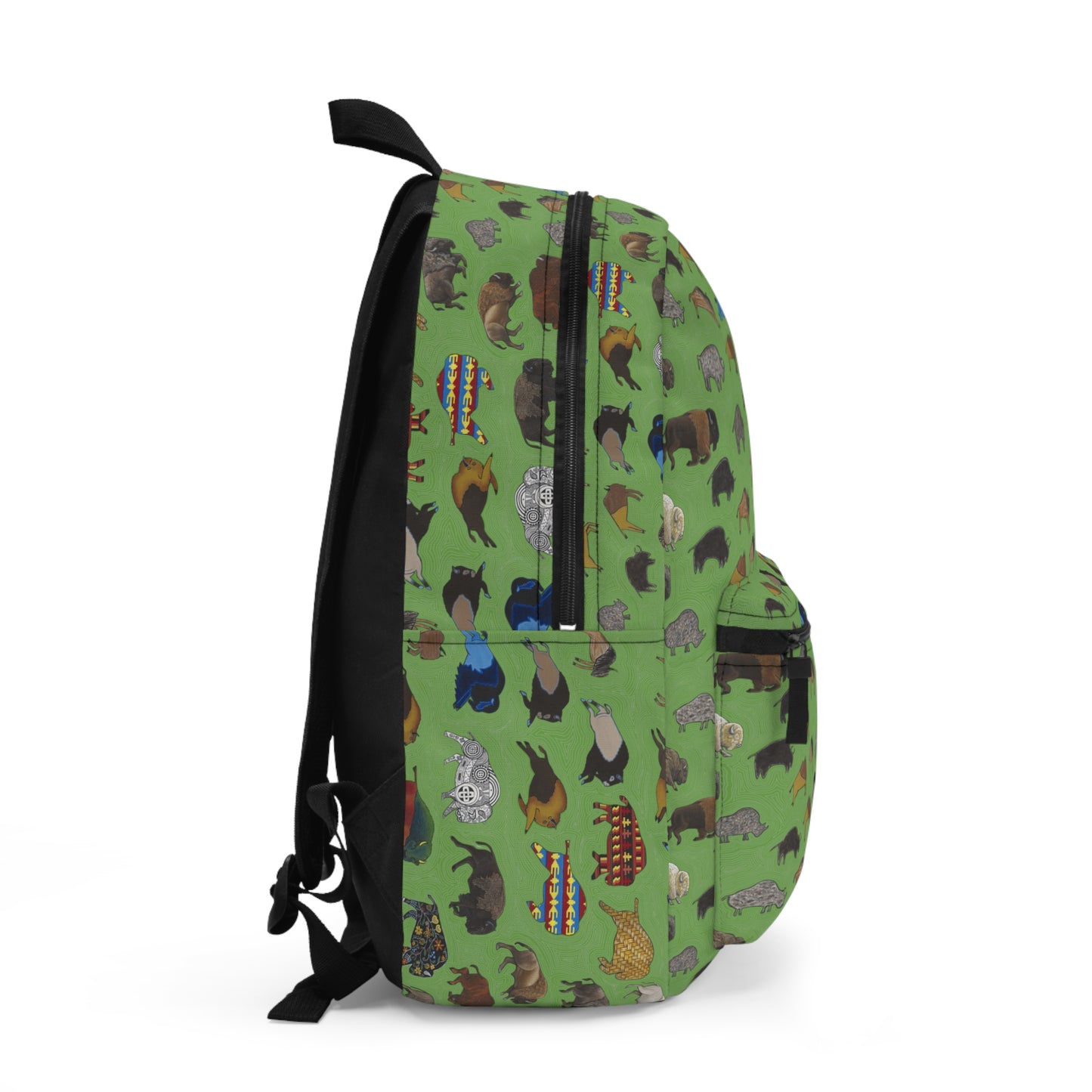 Backpack, Green, Bison Transition, Buffalo, Native American, Back to School, Camping, Hiking, Travel