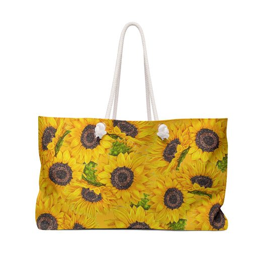 Sunflower Beach Weekender Bag – Bright Floral Travel Tote - Oklahoma Wildflowers