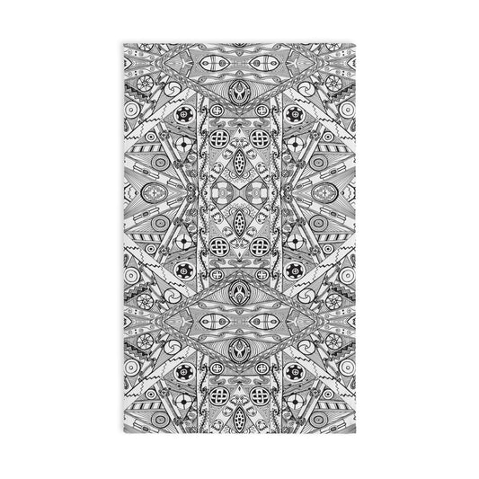 Kitchen Hand Towel Black and White Tribal Motif
