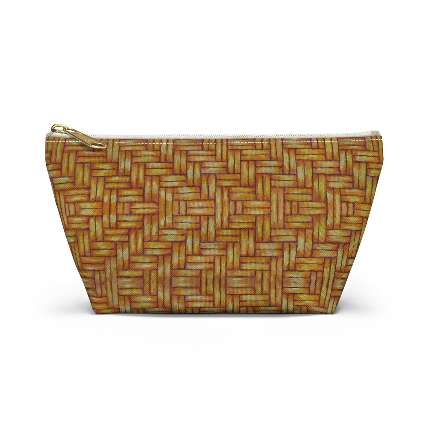 Accessory Pouch w T-bottom, Native American, Euchee basketweave design, pencil case, cosmetic travel bag, zipper bag, catch all